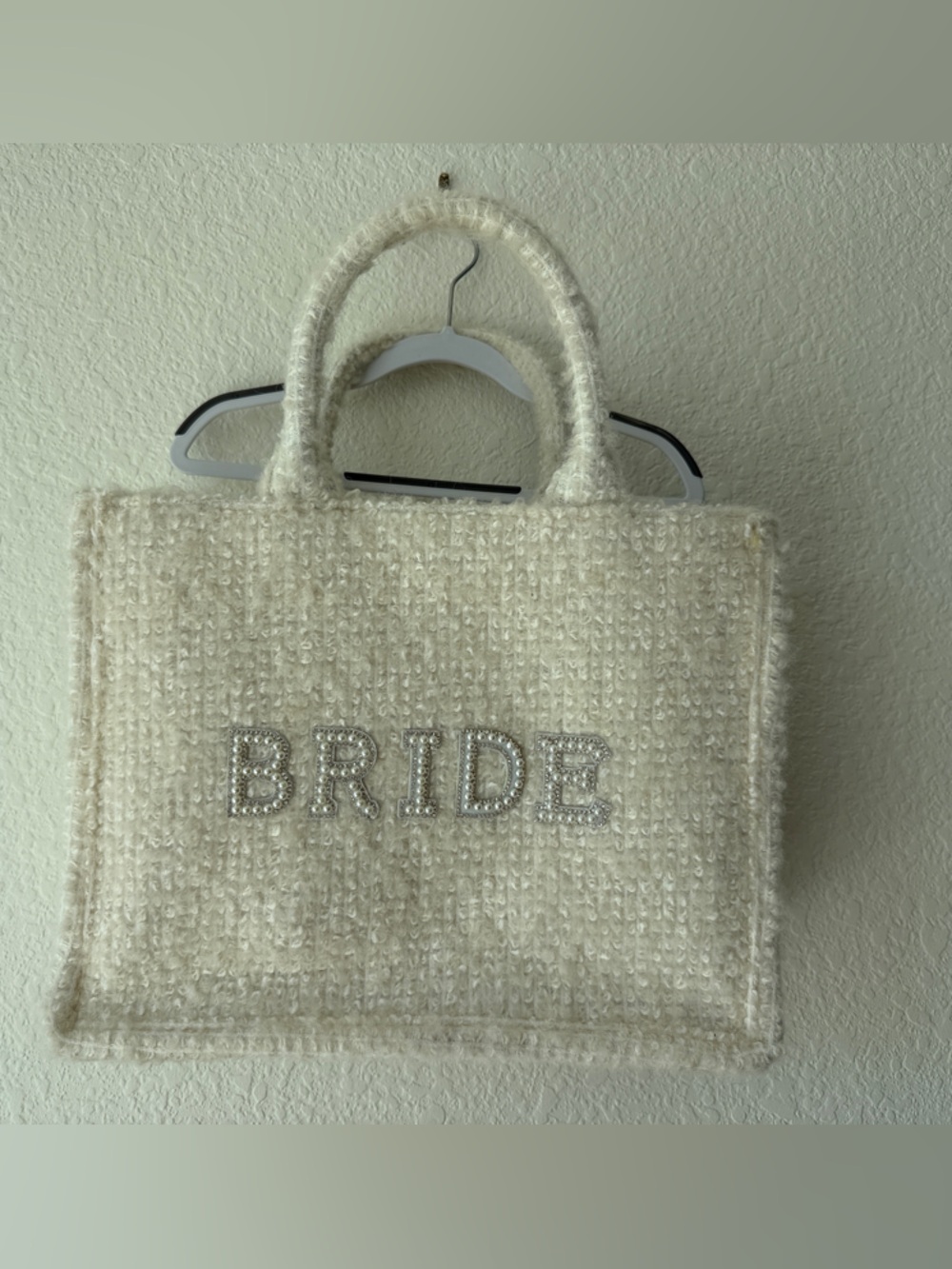 Bridal Tote Bag with Crystal Lettering - Ivory